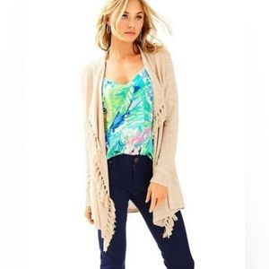 Lilly Pulitzer Lucita Fringe Tassel Boho Cardigan Size XL